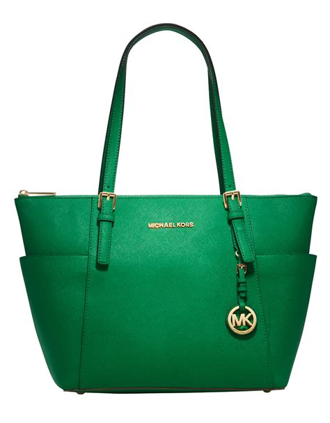 michael kors jet set medium tote green|Michael Kors black medium tote.